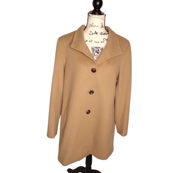 🆕FLEURETTE Dawn Wool Stand Collar Car Coat Camel Tan 10 - Picture 12 of 16